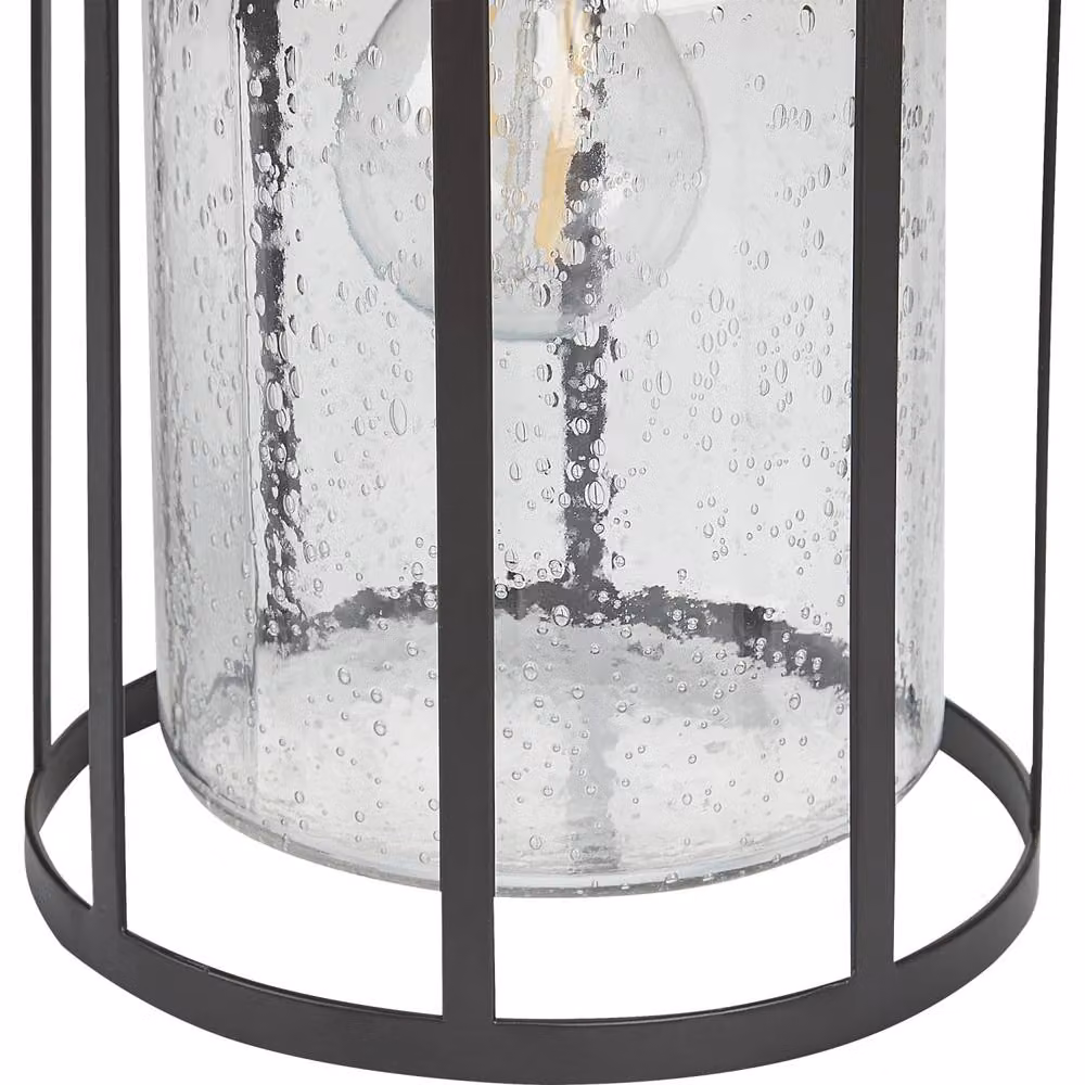 Wyld and Coco Retro Black Metal and Transparent Glass Outdoor Wall Lantern – 6
