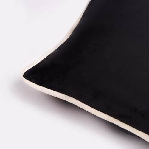 OHS 4 Pack Matte Velvet Piped Edge Cushion Covers in Black and Grey, W/D/H: 45 x 45 x 45 cm – 4
