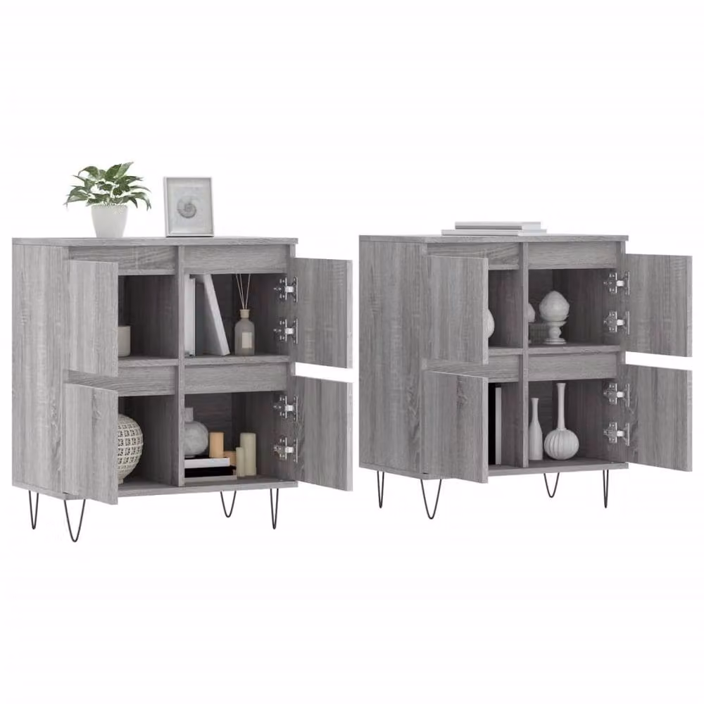 Berkfield Home Set of 2 Grey Sonoma Sideboards in Matt MDF – 3