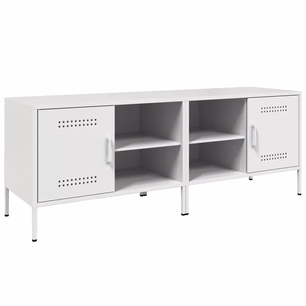 Berkfield Home Set of 2 White Metal Industrial TV Cabinets W: 68 cm, D: 39 cm, H: 50.5 cm – 2