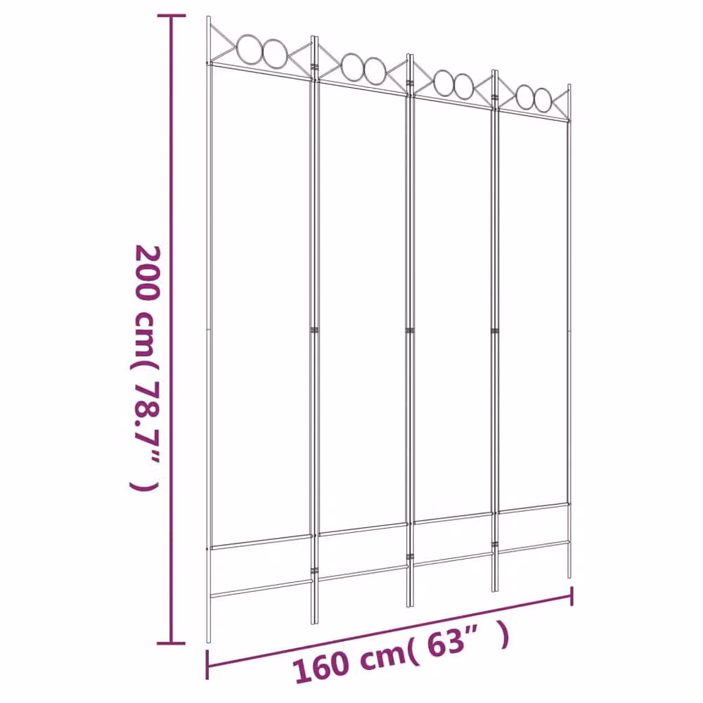 Berkfield Home 4-Panel Fabric Room Divider in Anthracite Grey, W: 160 cm, H: 200 cm – 5