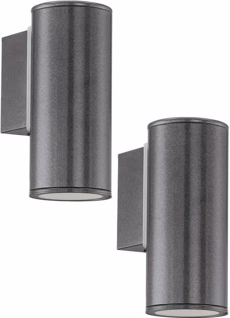 Loops 2 Pack Anthracite Grey IP44 Modern Outdoor Wall Lanterns in Zinc Plated Steel with 1x 3W GU10 bulb per unit – 1