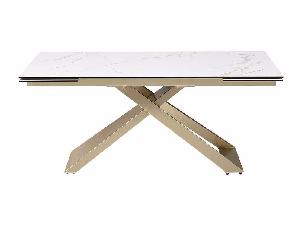 Vente-unique Modern White Ceramic and Tempered Glass Extendable Rectangular Dining Table, W/D/H: 220 x 100 x 76 cm (Extendable to 280 cm) – 2