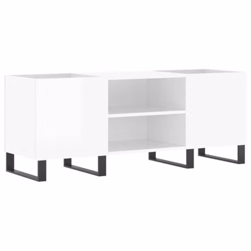 vidaXL Record Cabinet in High Gloss White, W/D/H: 121 x 38 x 48 cm