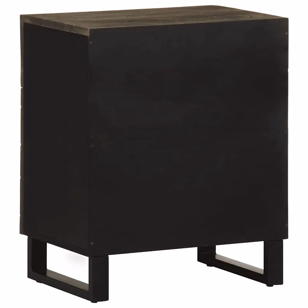 Berkfield Home Black Solid Mango Wood Bedside Cabinet W: 50 cm, D: 33 cm, H: 60 cm – 4