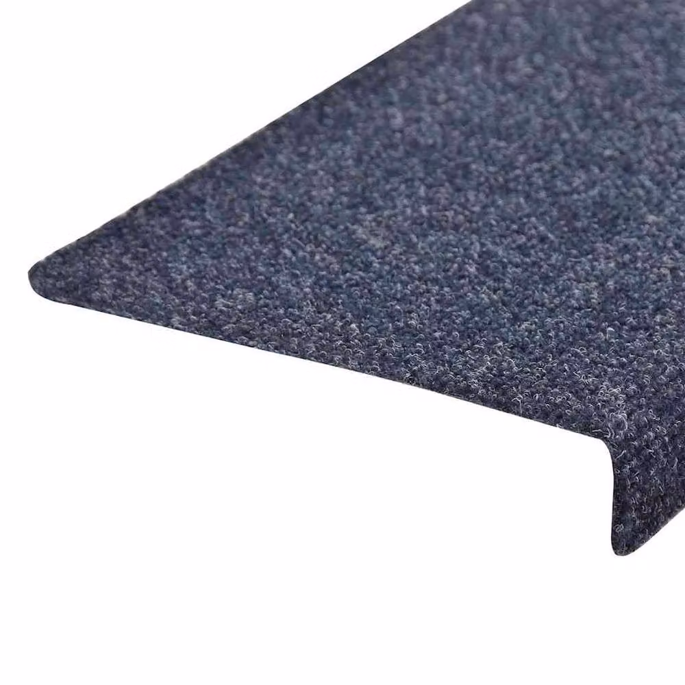Berkfield Home Blue Needle Punch Stair Mats, 15 Piece Set, W: 65 cm, D: 21 cm, H: 4 cm – 4