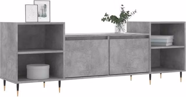 Berkfield Home Modern TV Cabinet in Concrete Grey, W/D/H: 160 x 35 x 55 cm – 1