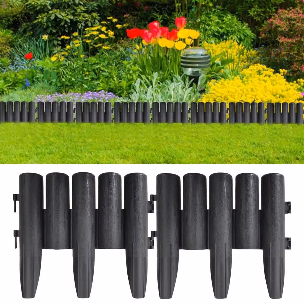 Berkfield Home Lawn Edging, 36 Pieces, 10 m, Anthracite Grey Plastic – 2