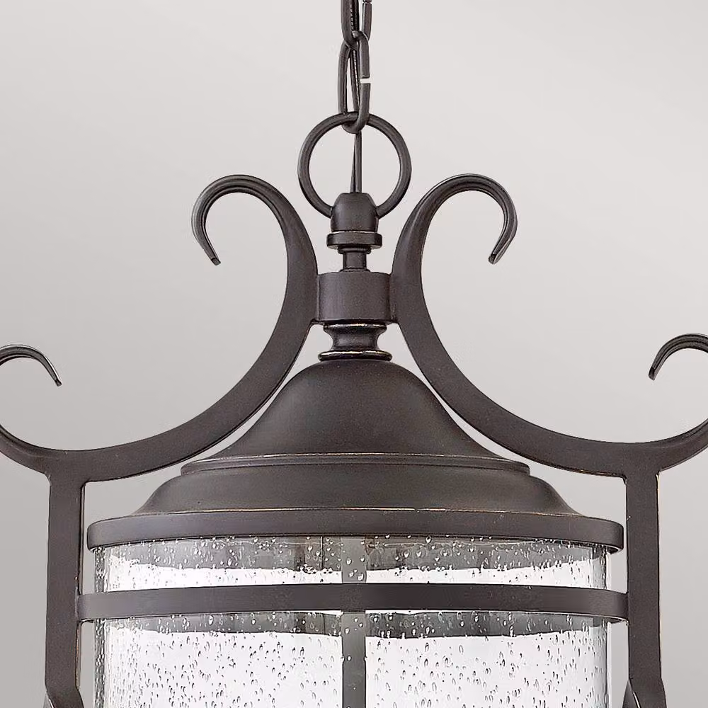 Hinkley Casa Outdoor 3 Light Suspended Chain Lantern in Olde Black with Transparent Glass, IP44 Rated – 2