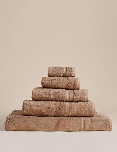M&S Egyptian Cotton Fluffy Quick Drying Towel in Caramel Brown