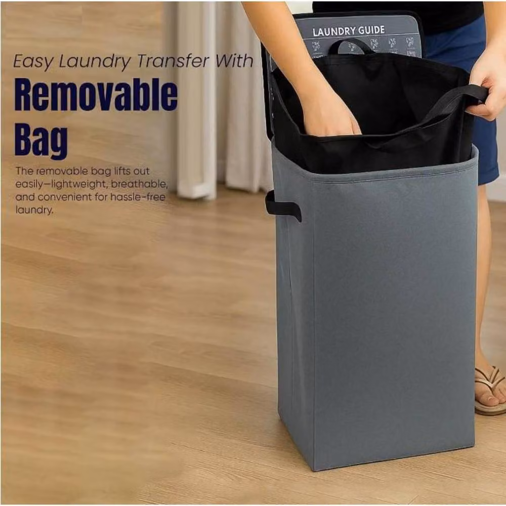 Mantraraj 100L Foldable Laundry Basket with Lid in Grey – 3