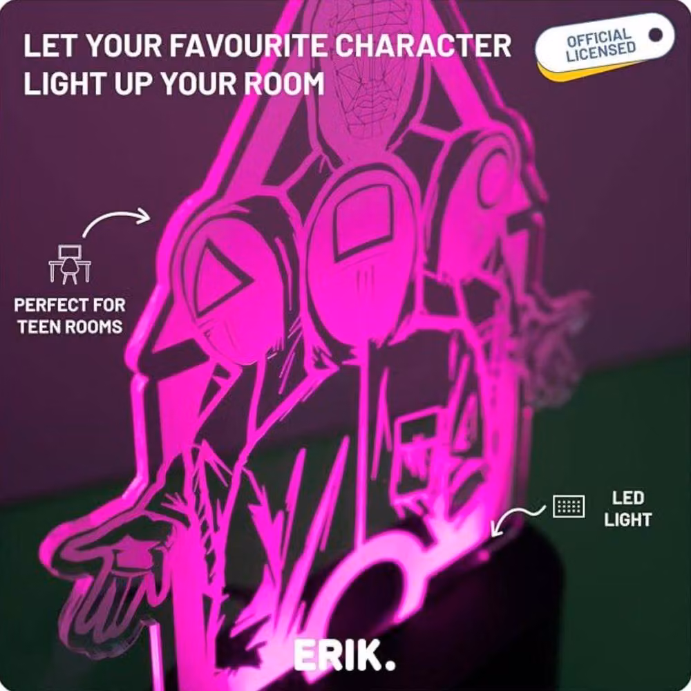 Grupo Erik Squid Game LED Desk Table Lamp in Black and Multicolour – 3