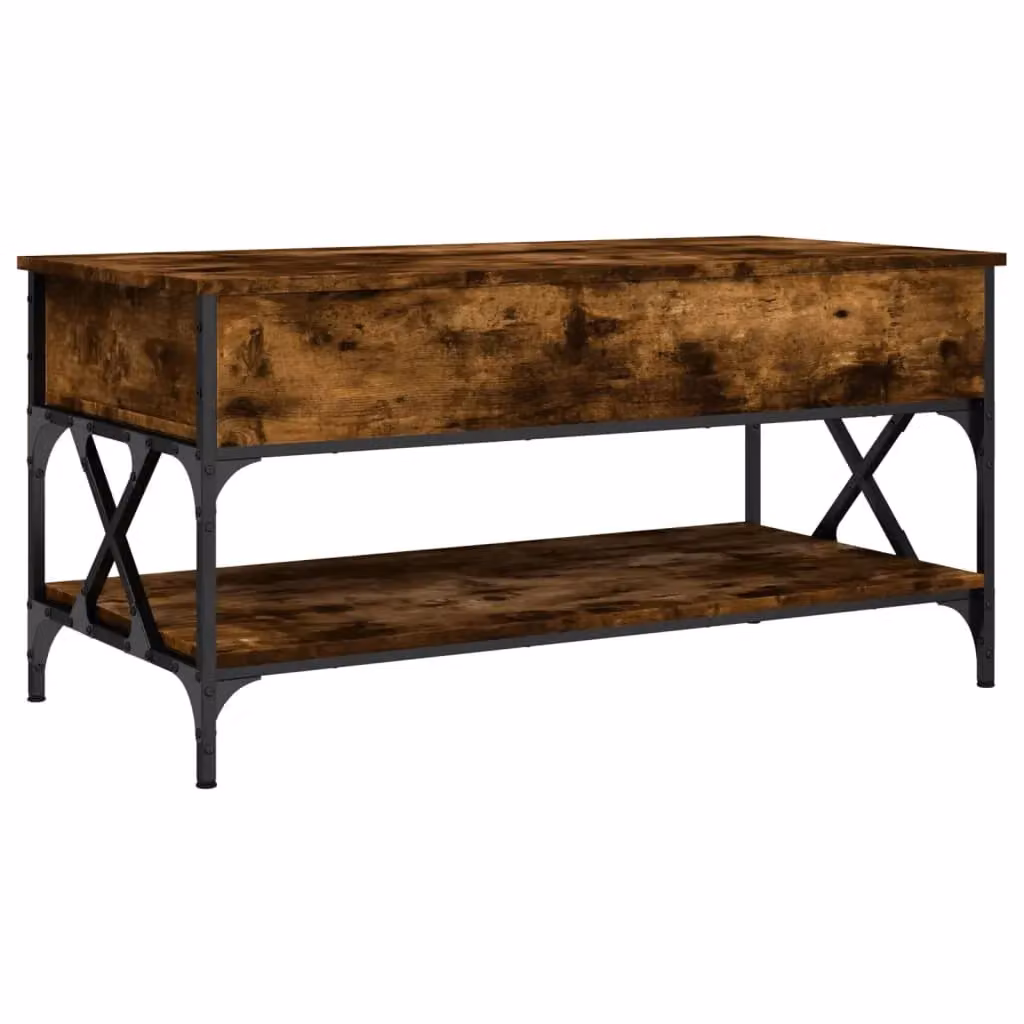 Berkfield Home Smoked Oak Coffee Table in Brown with Lift Mechanism, W/D/H: 100 x 50 x 50 cm – 2