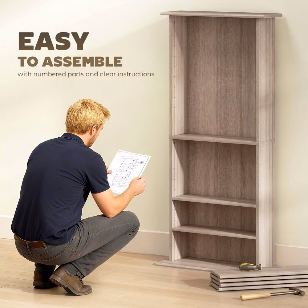 Wyld Haus Paleni Media Storage Unit in Natural Wood Finish with 8 Compartments and Adjustable Shelves – 7