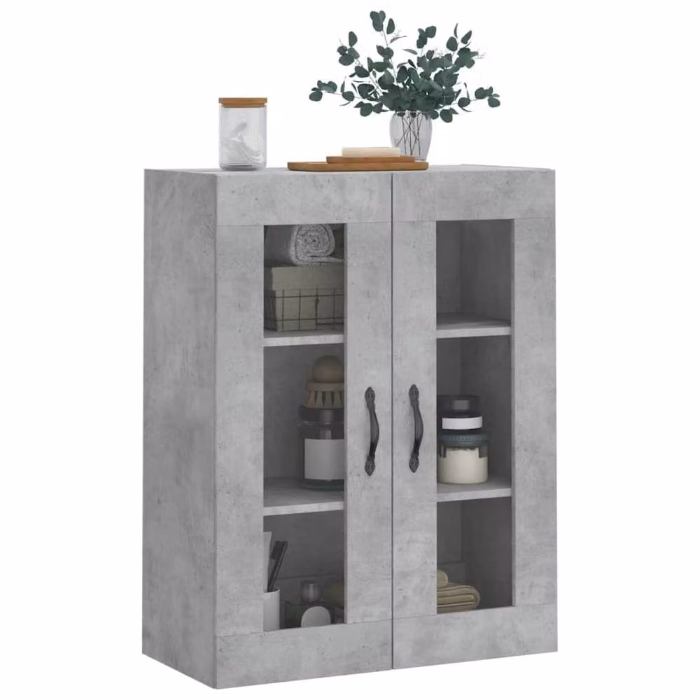 Berkfield Home Wall Mounted Cabinet in Concrete Grey with Glass Doors, W/D/H: 69.5 x 34 x 90 cm – 3
