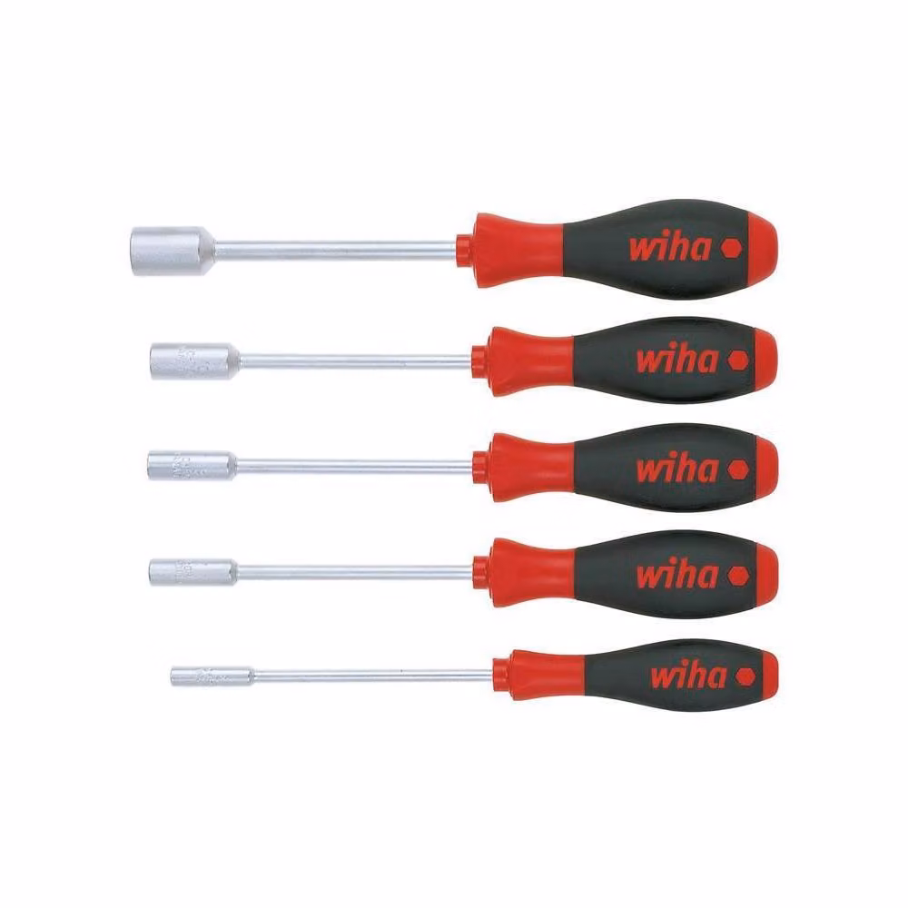 Wiha SoftFinish 5 Piece Hex Nut Driver Set in Red and Multicolour – 5