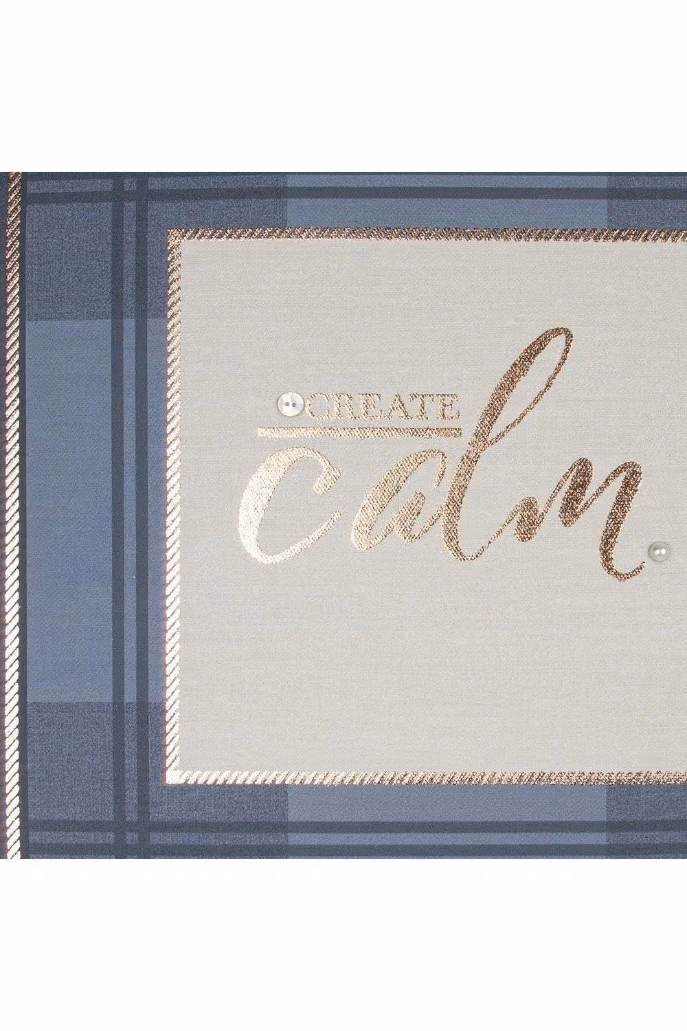 Art For The Home Heritage Tweed Trio Set of 3 Blue and Gold Printed Canvas Wall Art with Typography – 4