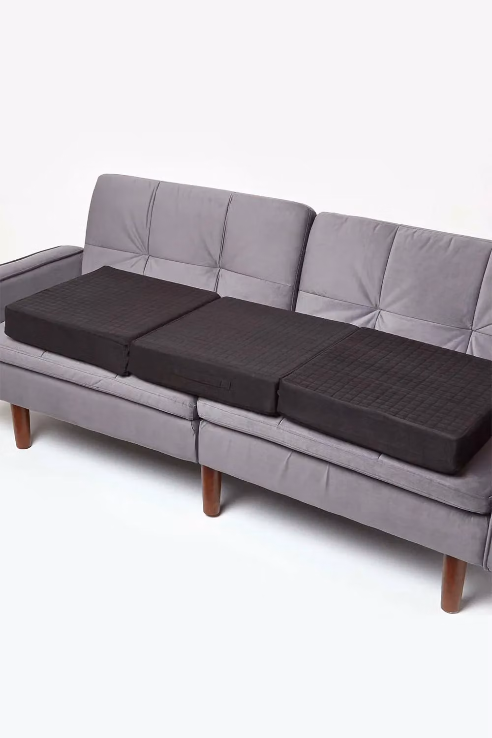 Homescapes Black Quilted Polyester 3 Seater Orthopaedic Booster Cushion Cover – 2