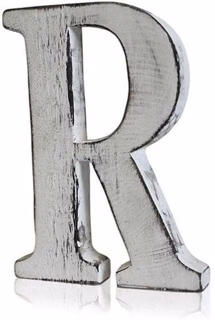 KDMK Handcrafted Shabby Chic Wooden Alphabet Letter R in White