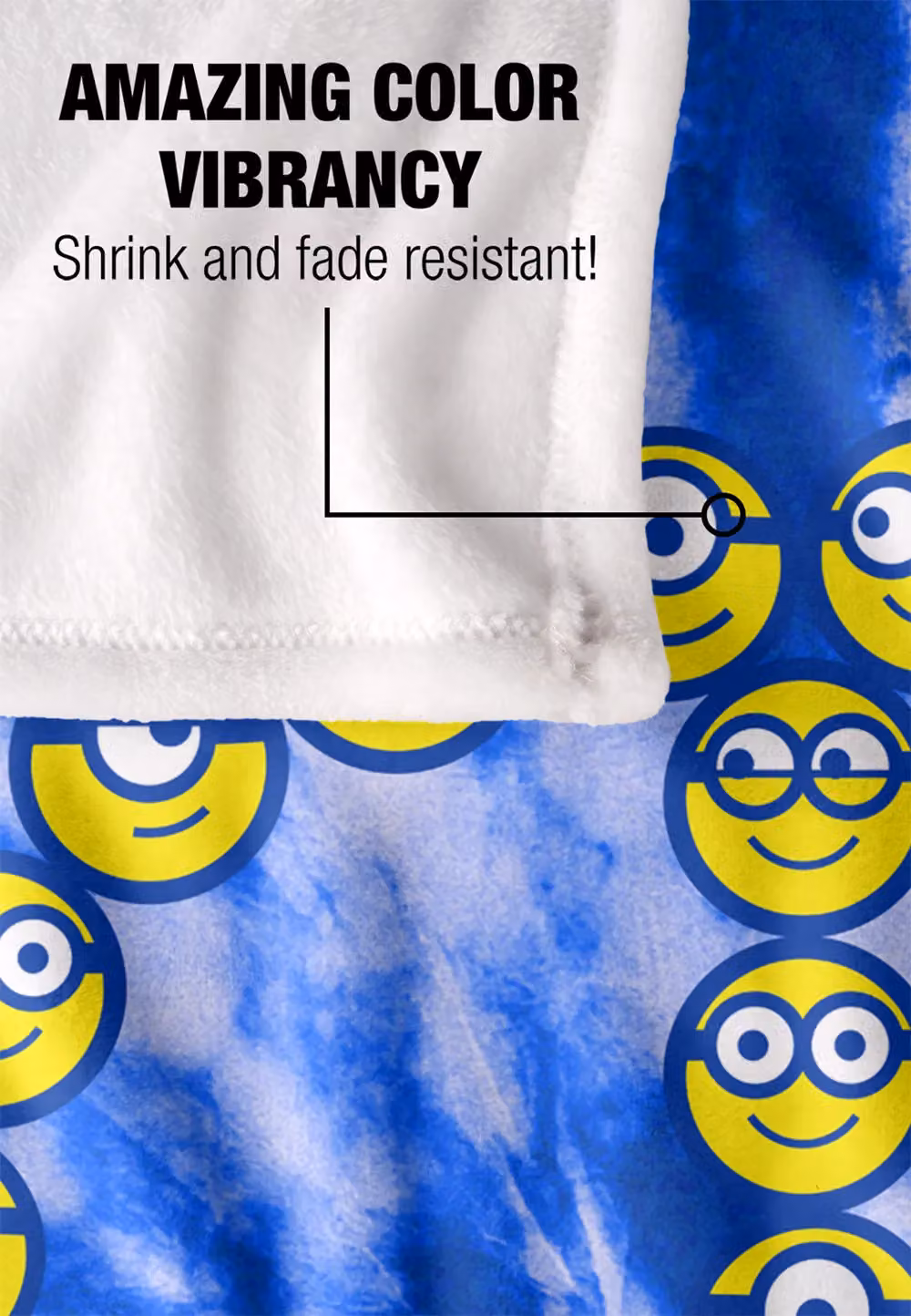 Universal Minions Peace Sign Silky Touch Blanket in White, W: 152 cm, D: 127 cm – 3