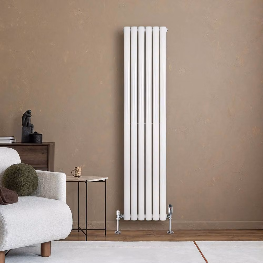 Monstershop Oval Single Column Steel Radiator, White, H: 160 cm, W: 36 cm – 2