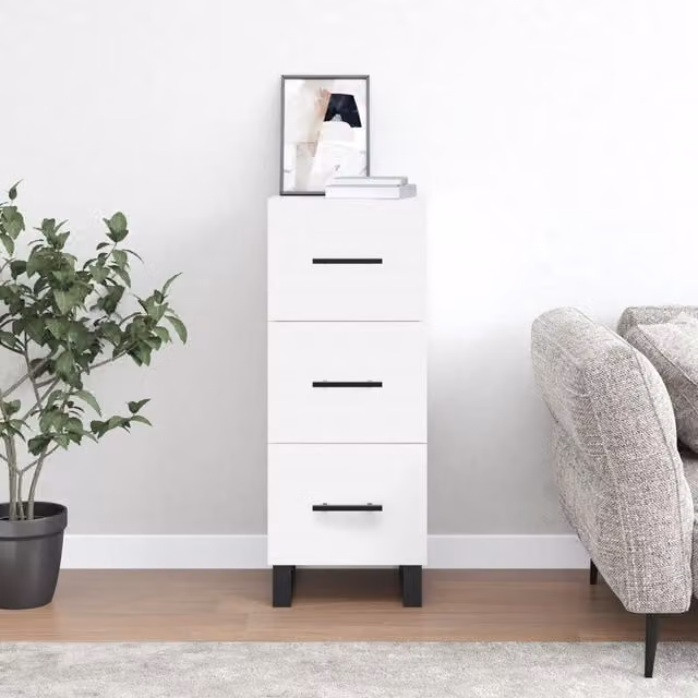 Berkfield Home Modern White Matt Sideboard, W/D/H: 34.5 x 34.5 x 90 cm