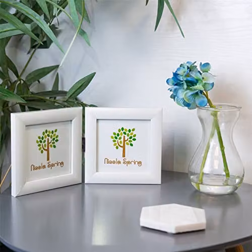 Nicola Spring Modern White Folding 2-Photo Frame, Square Tabletop Display, Fits 10 x 10 cm – 3