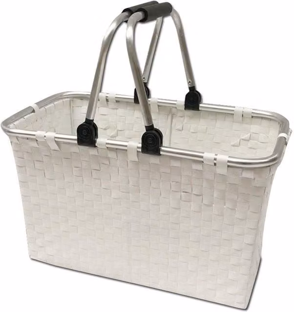 Arpan Large White Collapsible Laundry Basket and Storage Hamper with Aluminium Frame – 1