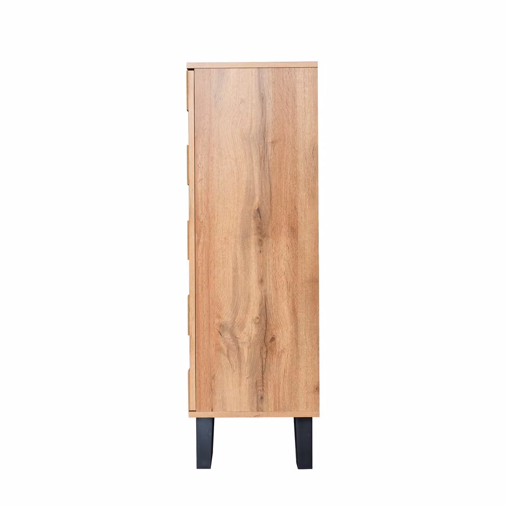 ModernLuxe Modern Shoe Storage Cabinet with Soft-Close Hinged Doors in Black and Brown, H 110 x W 35 x D 35 cm – 4
