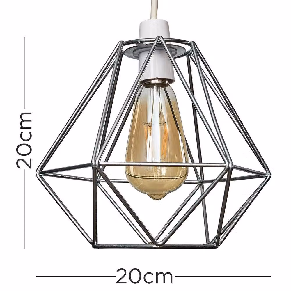 ValueLights Retro Chrome Metal Ceiling Pendant Shade, Silver – 3