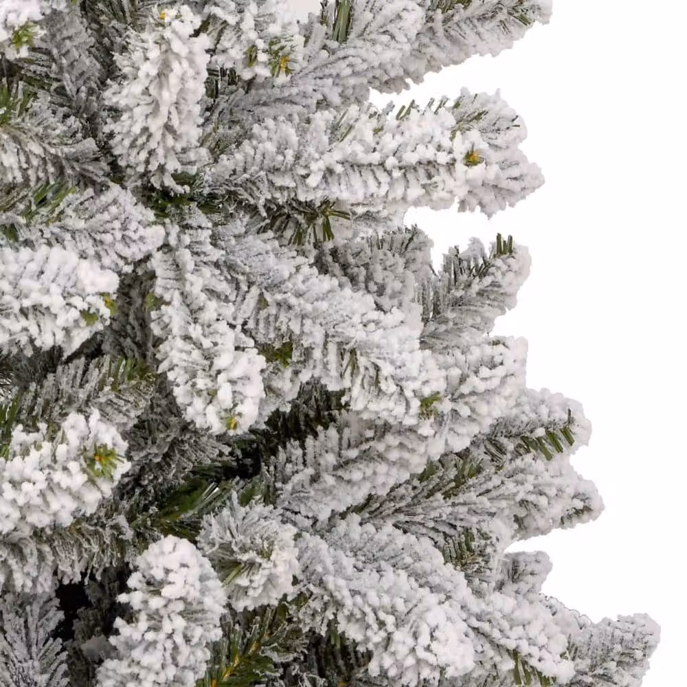 Berkfield Home Beautiful Artificial Hinged Christmas Tree with Flocked Snow in White, Height: 270 cm – 4