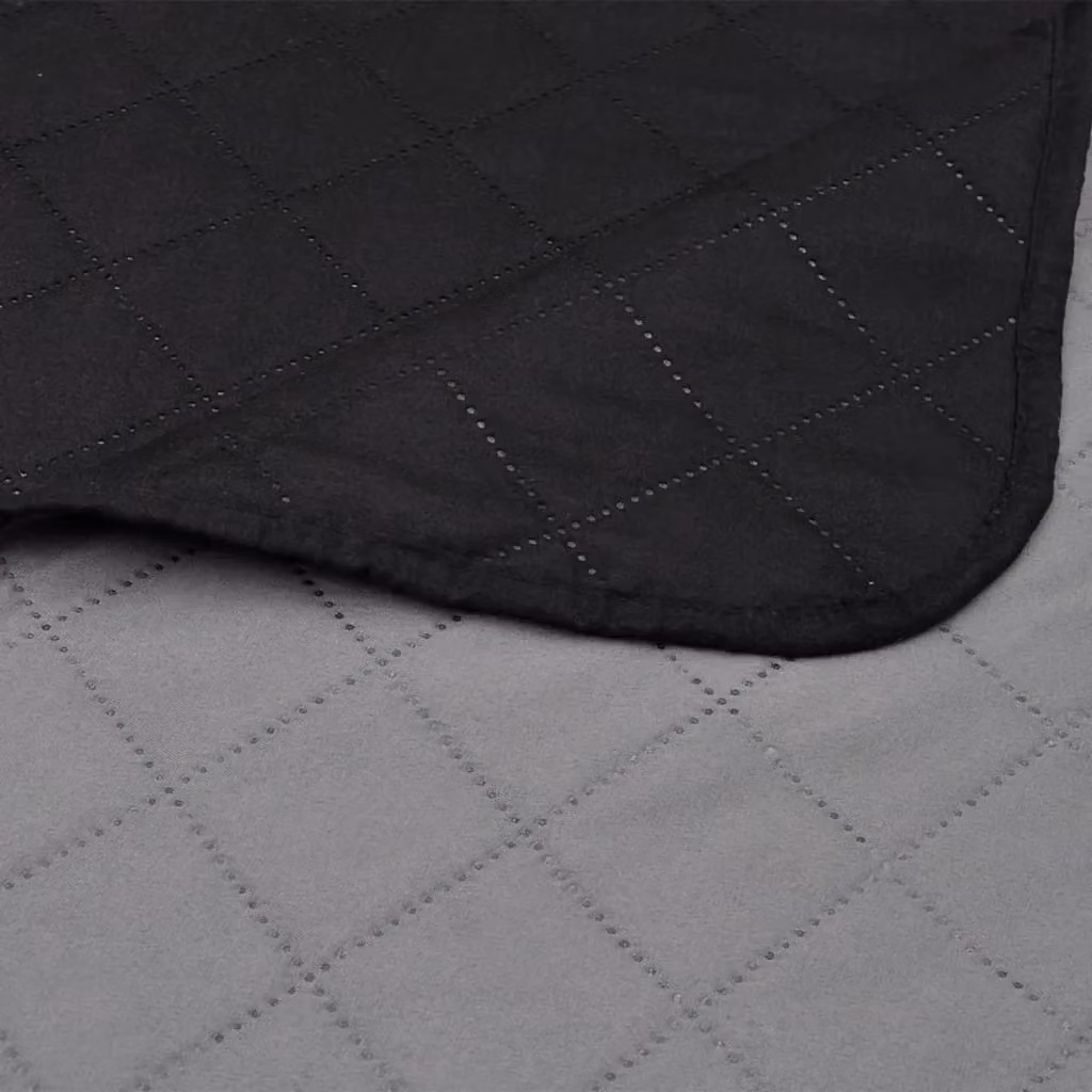 Berkfield Home Reversible Quilted Microfibre Bedspread in Black and Grey, W/D/H: 170 x 210 cm – 4