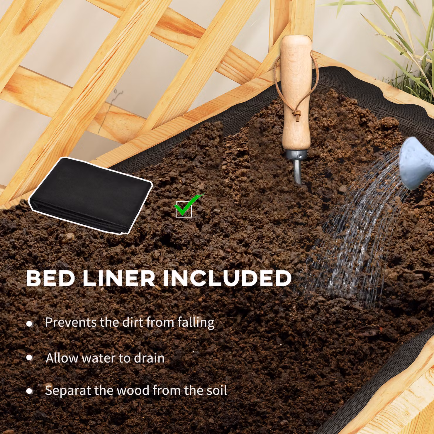 Outsunny 52L Wooden Raised Bed Planter with Trellis and Shelves in Brown – 5