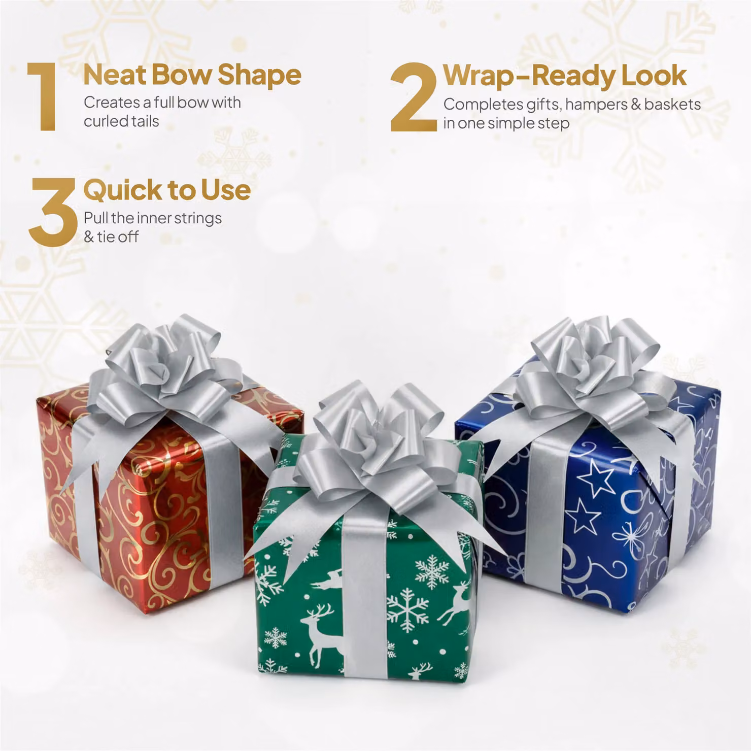 Shatchi 30-Piece Silver Plastic Pull Bows for Gift Wrap and Hampers, 5 cm Diameter – 4