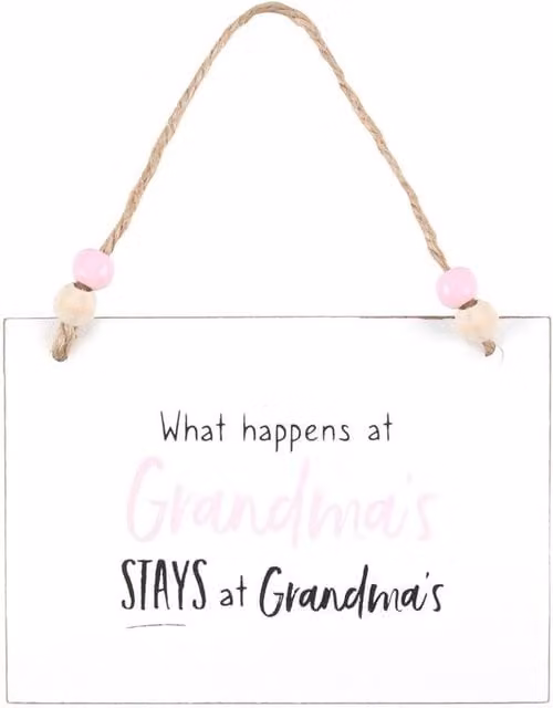 Something Different What Happens At Grandmas Hanging Sign in White