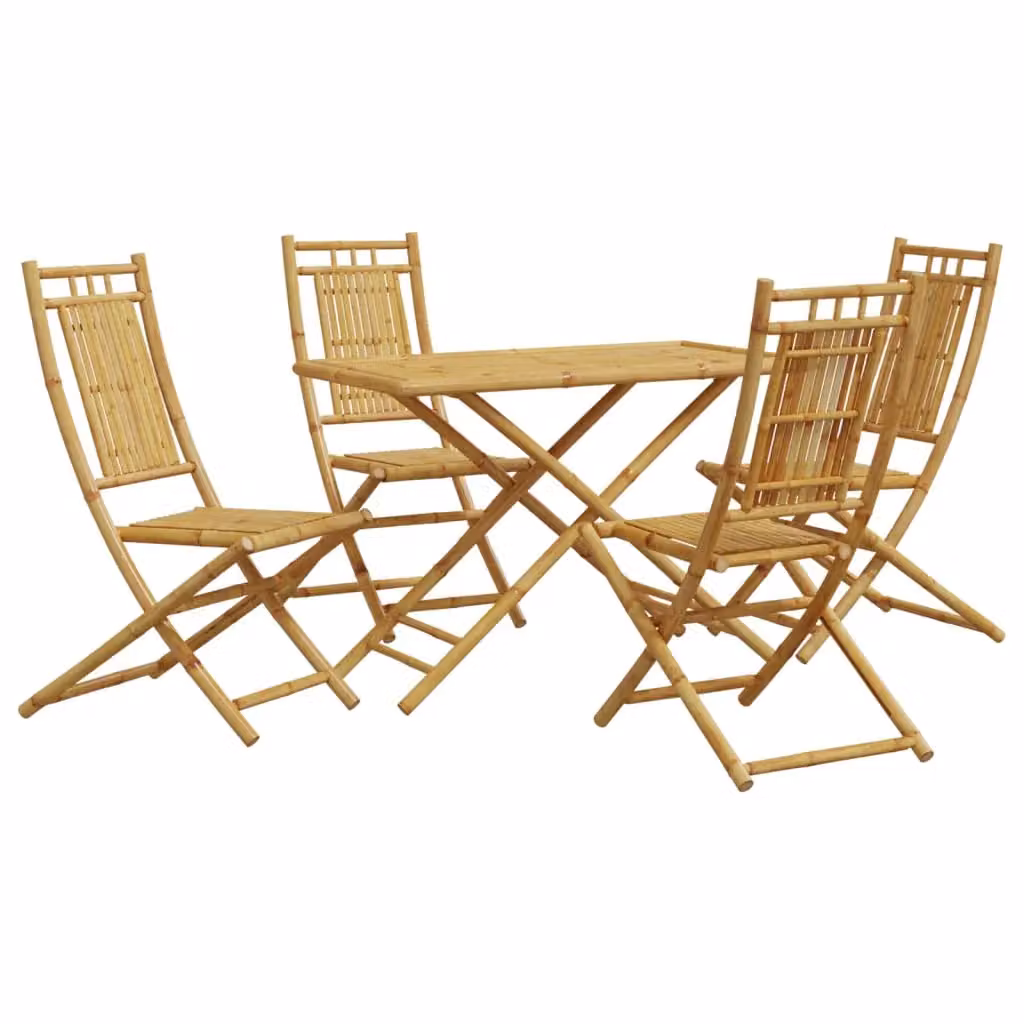 Berkfield Home 5 Piece Bamboo Garden Dining Set in Brown – 2