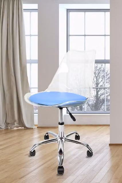 Fusion Living Soho Blue Transparent Plastic Dining Chair with Swivel Base