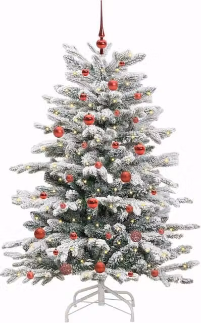 Berkfield Home Elegant Artificial Hinged Christmas Tree in White, Height: 150 cm