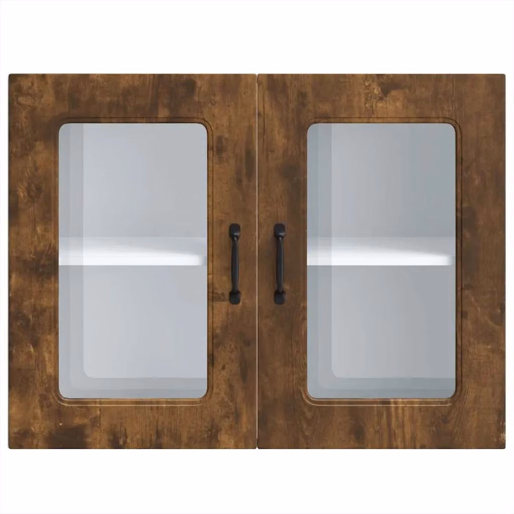 Berkfield Home Kalmar Wall Mounted Kitchen Cabinet with Glass Doors in Smoked Oak Brown – 4