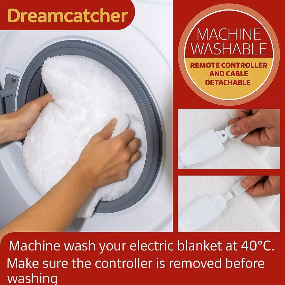 Dreamcatcher Deluxe Superking Fleece Electric Heated Underblanket in White, W/D/H: 200 x 200 cm – 5
