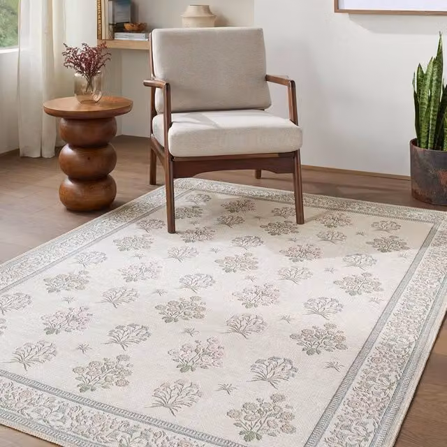 Livabliss Thistle Modern Floral Washable Living and Dining Room Rug in Multicolour, W: 200 cm, D: 275 cm – 1
