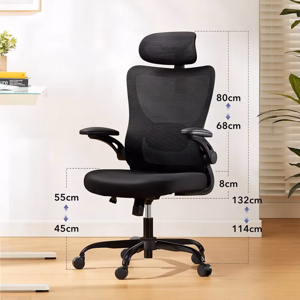 Huanuo Ergonomic High Back Office Chair in Black with Headrest and Armrests – 2