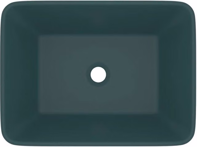 Berkfield Home Luxury Ceramic Rectangular Countertop Wash Basin in Matt Dark Green, W: 41 cm, D: 30 cm, H: 12 cm