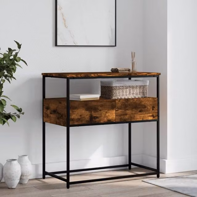 Berkfield Home Smoked Oak Console Table in Brown, W/D/H: 75 x 40 x 75 cm – 1