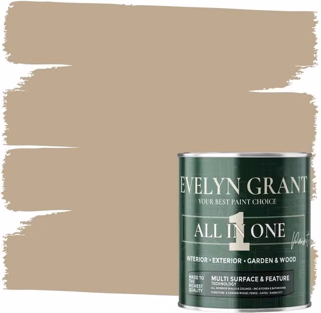 Evelyn Grant All-In-One Multi-Surface Matt Paint, Beige, 0.5 l – 1