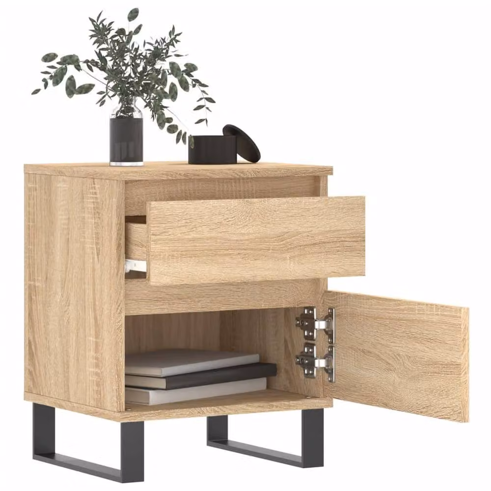 Berkfield Home Bedside Cabinet in Sonoma Oak, Brown, W/D/H: 40 x 35 x 50 cm – 3