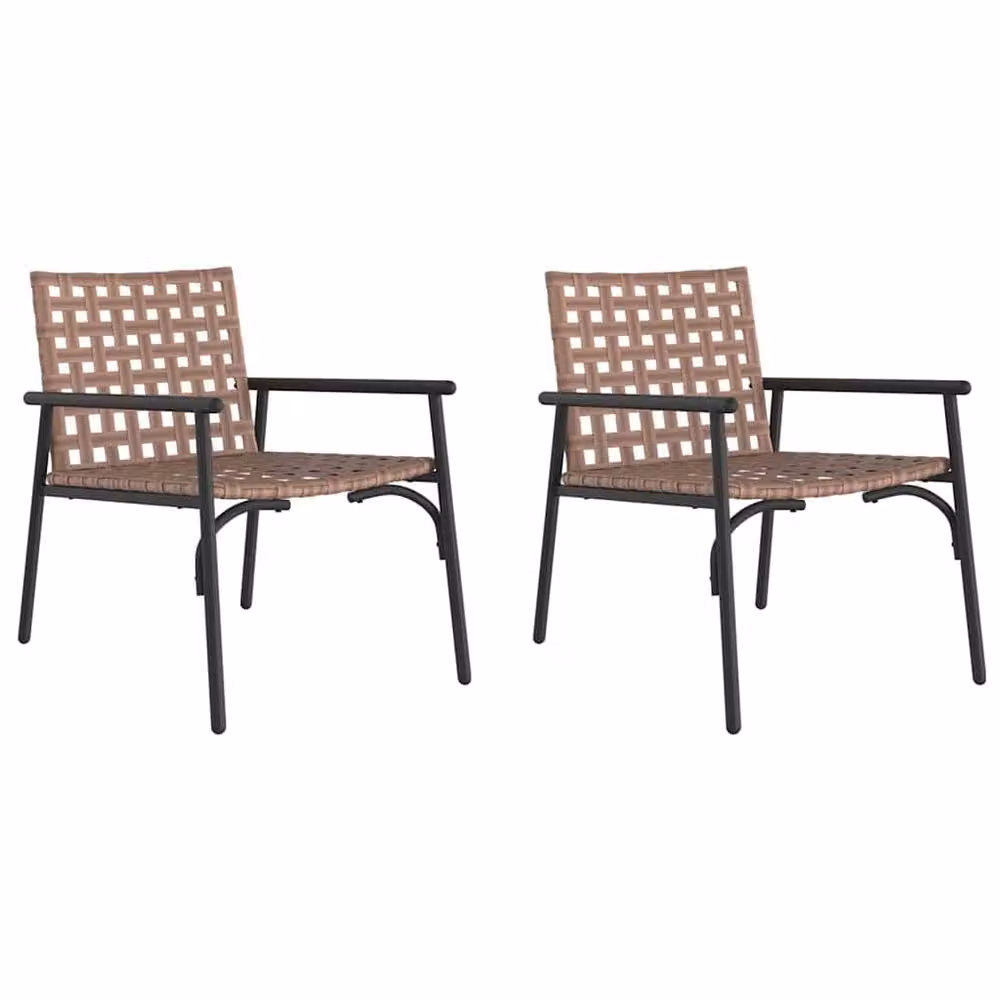 Berkfield Home Set of 2 Poly Rattan Garden Chairs in Black and Brown, W/D/H: 56 x 56 x 73.5 cm – 2