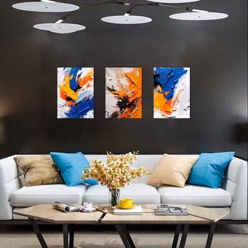 Simpa Abstract Nature 3 Panel Canvas Wall Art, Multicolour, W/D/H: 60 x 40 x 2 cm – 4