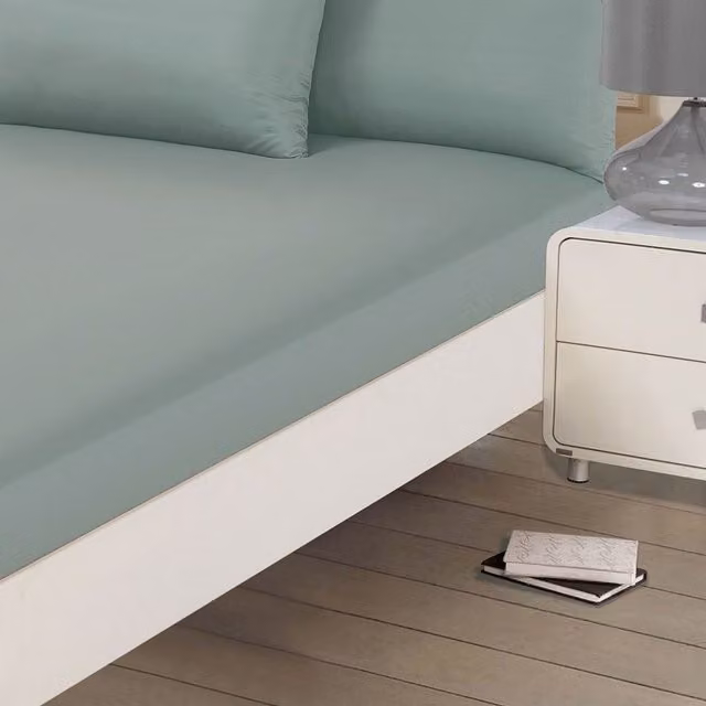 Brentfords Plain Microfibre Fitted Bed Sheet, Blue, W: 180 cm x L: 200 cm