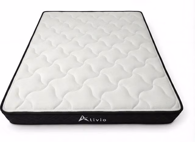 Alivio Hybrid 7-Zone Microfibre Knitted Mattress in White, W/D/H: 180 x 200 cm